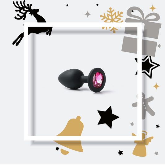 Simple Pleasure korek analny silikonowy czarny rozmiar s kryształ ciemno różowy