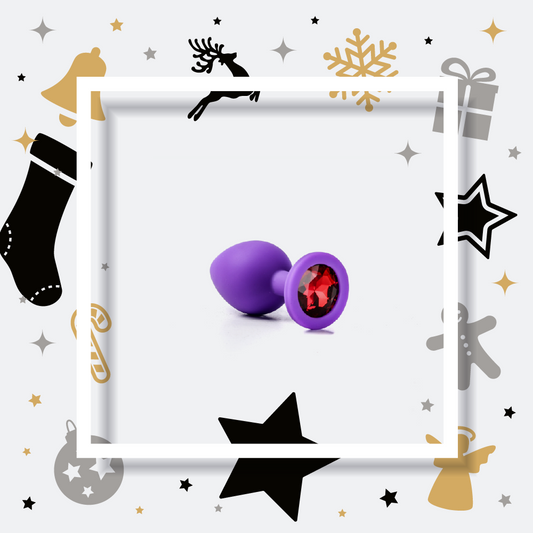 Simple Pleasure korek analny silikonowy fioletowy rozmiar s kryształ czerwony