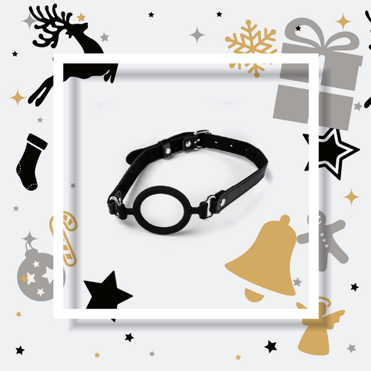 Simple Pleasure knebel silikonowy do ust otwarty czarny