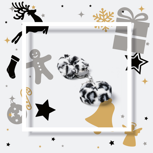 Simple Pleasure kajdanki erotyczne metalowe z futerkiem panterka biało czarne