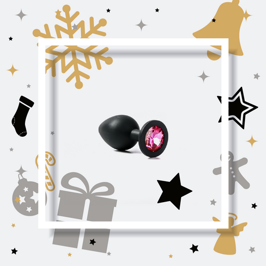 Simple Pleasure korek analny silikonowy czarny rozmiar m kryształ ciemno różowy