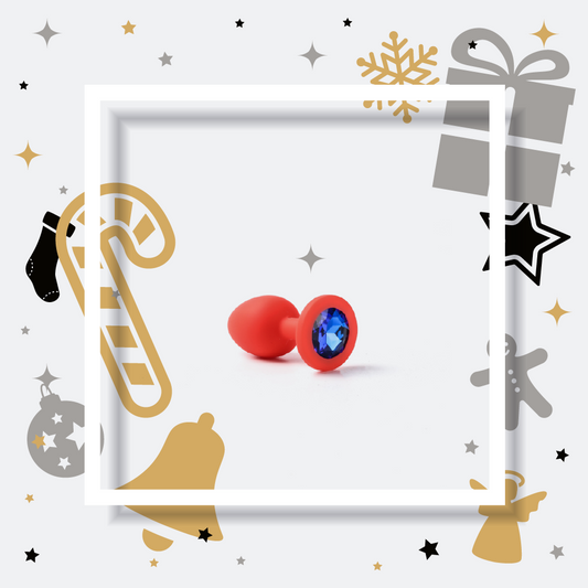 Simple Pleasure korek analny silikonowy czerwony rozmiar s kryształ ciemno niebieski