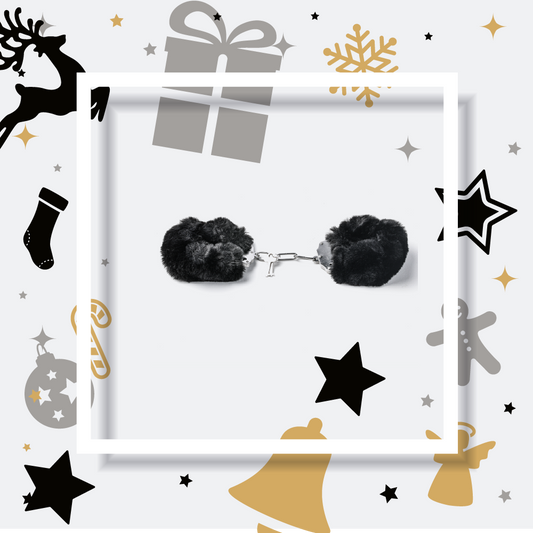 Simple Pleasure kajdanki erotyczne metalowe z futerkiem czarne